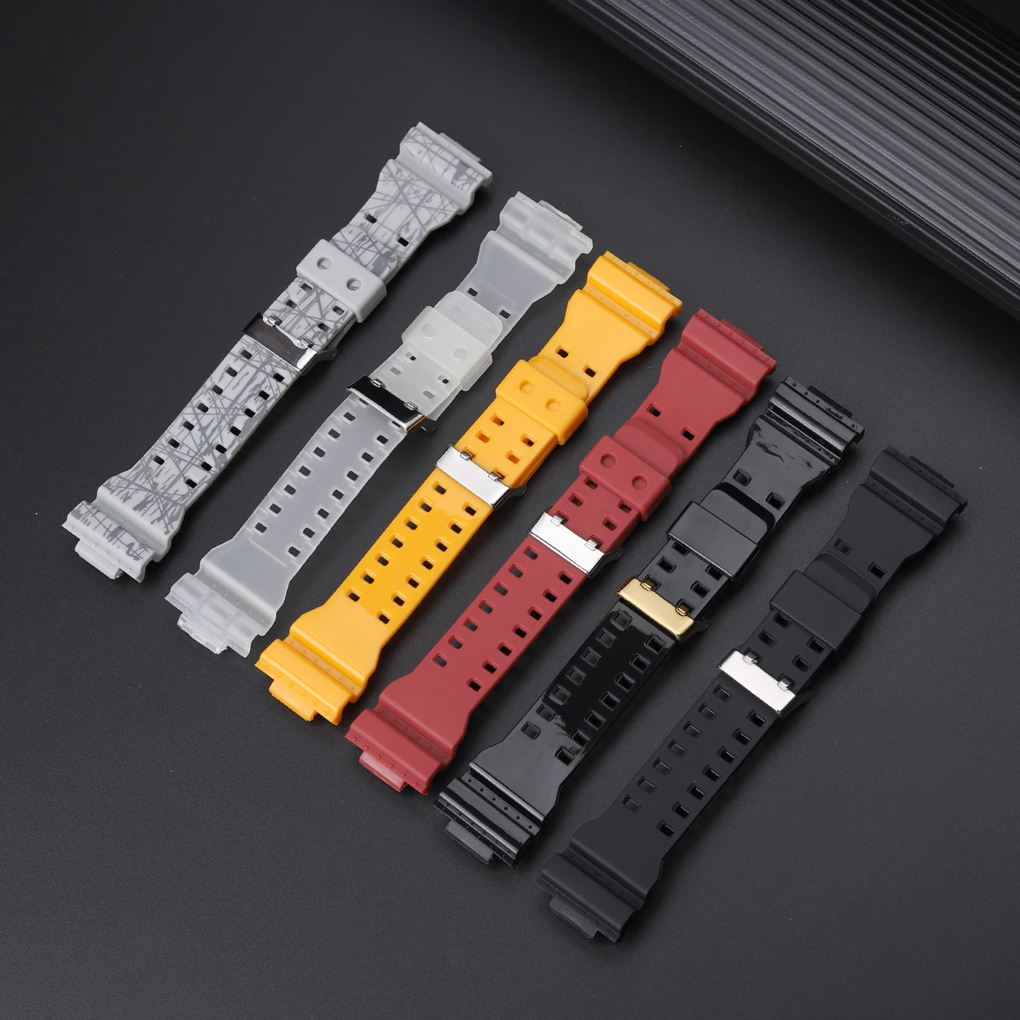 Replacement Resin Rubber Strap for Casio G-Shock GA-900 GA-800C (Module 5637), 16mm Waterproof Sports Watch Band