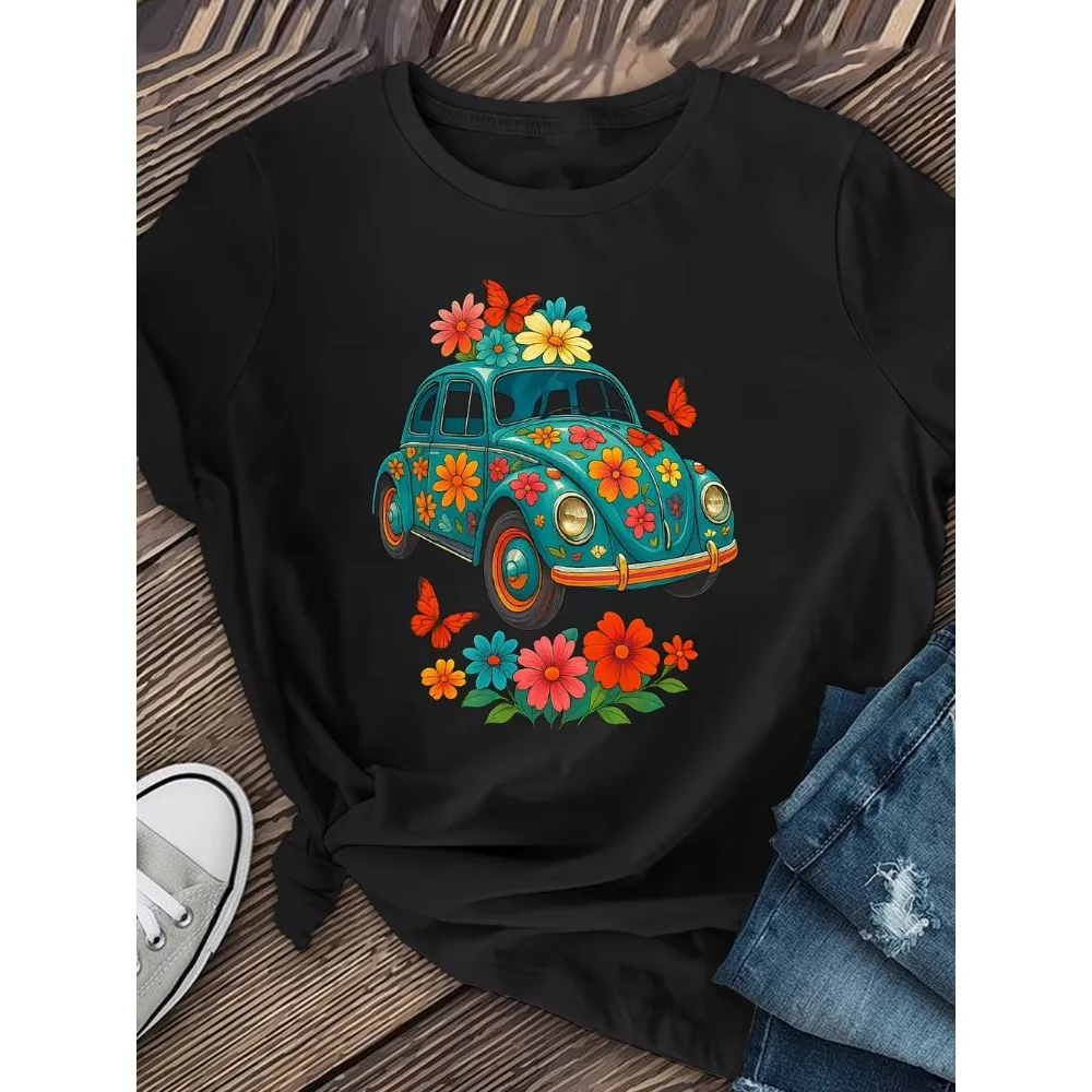 Men Women Vintage Turquoise Floral TShirt Soft Breathable Short Sleeve Blouse Round Neck Casual Shirt Spring Summer Fall Outfits
