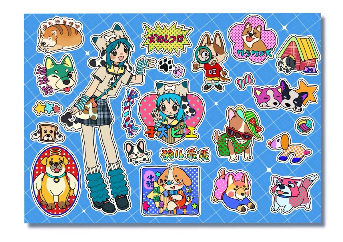 

Декоративные наклейки с рисунком ретро сине-розовой девушки