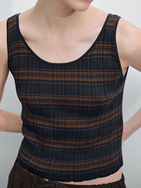 Dzianinowa kamizelka z czystej bawełny Svel U-Ne w paski, codzienna, przyjazna dla skóry, letnia nowość, retro, top damski MD
