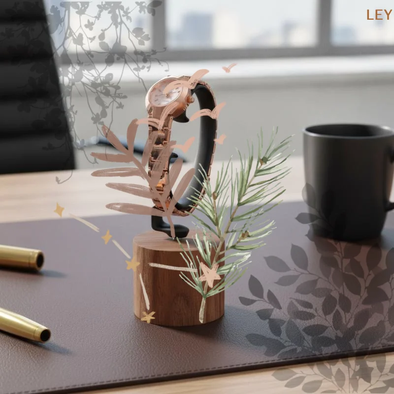 Wooden C-Shaped Watch Holder Jewelry Organizer Display Stand: 1PCS For Bracelet Ring Earring Solidwood