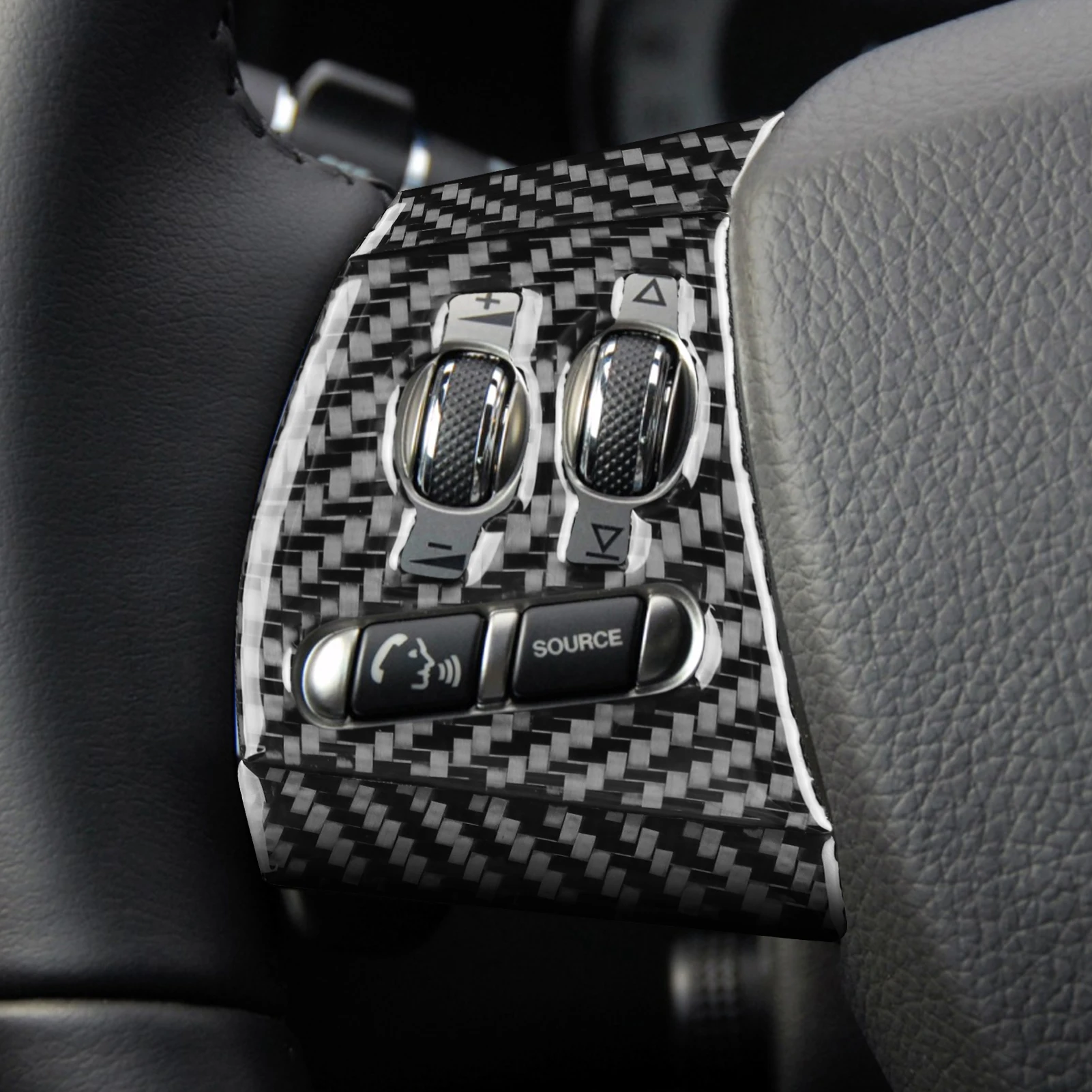 Carbon Fiber Steering Wheel Button Panel Cover Trim Sticker Modification Car Interior Accessories For Jaguar XF 2008—2011 - view 4