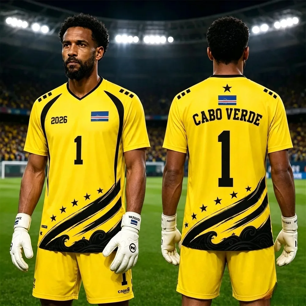 New Cabo Verde No.1 Vozinha Football Jersey Soccer Shirt Top Loose Breathable Speed Drying Sportswear Top Men Women T-Shirt