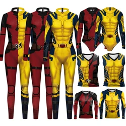 Halloween Jumpsuit Superhero Deadpool Wolverine Shirt Cosplay Costume James Howlett Zentai Bodysuit Performance Fancy Outfit