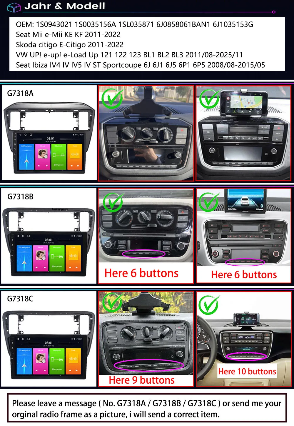 Android 9”car radio with Carpaly GPS Navigation+ HD reverse camera for VW Load UP 121, 122, BL1, BL2 2014/12-2020/11 P20645056