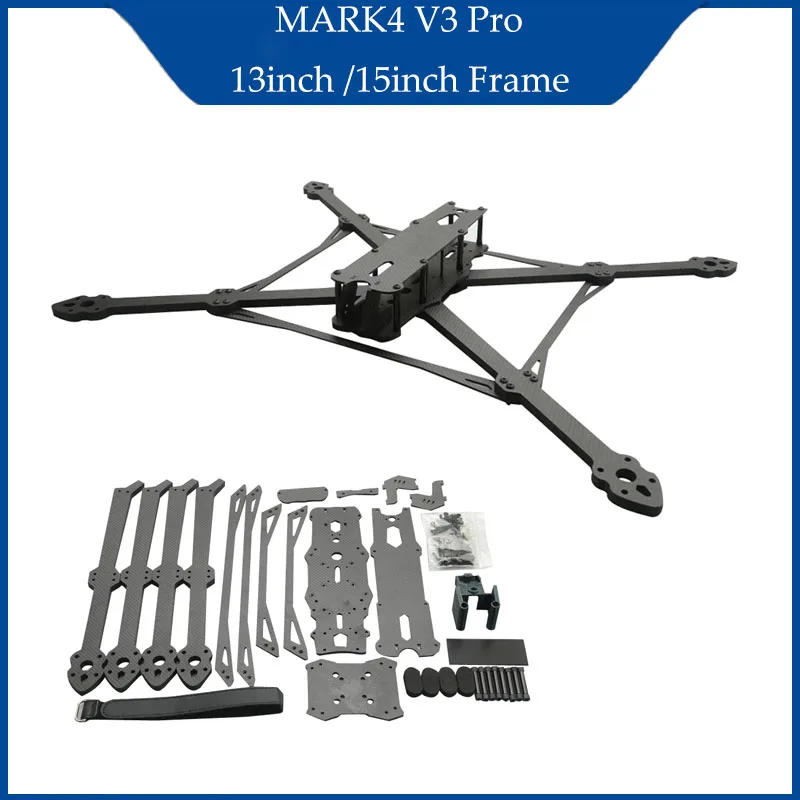 

MARK4 V3 Pro 13-дюймовый 570 мм/15 дюймов 680 мм комплект рамы для дрона из углеродного волокна с 8-миллиметровым кронштейном для FPV фристайл квадрокоптера Traverser