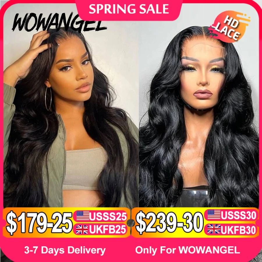 Wow Angel Glueless 250% Real HD Lace Closure Wigs 7X7/6x6/5X5 HD Closure Wig Body Wave Pre Plucked Human Hair Wigs For Women