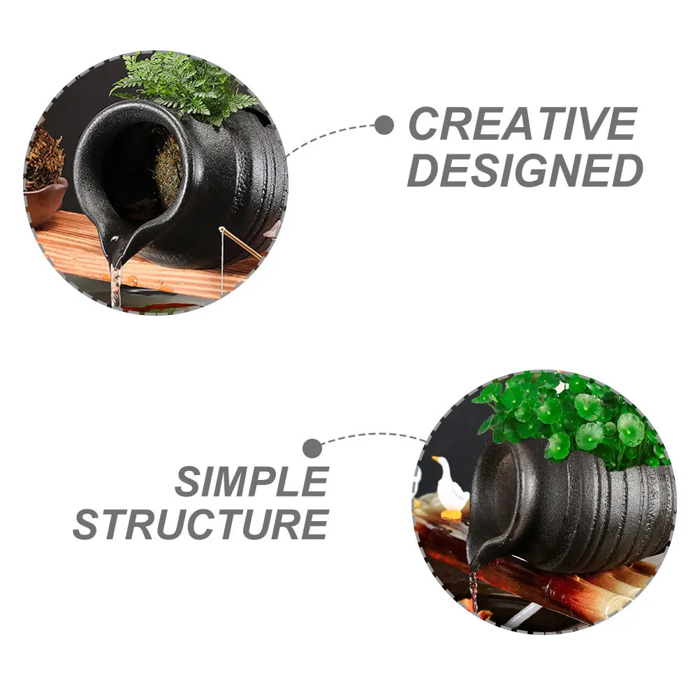

Ceramic Jar Waterfall Fountain Decorative Outdoor Garden Circulating Fountain Decor Natural Flowing Water Feature