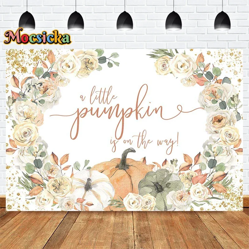 Mocsicka Baby Showers Autumn Photography Backdrops Kids Birthday Party Cake Crush backgrounds Floral Pumpkins Custom Banners