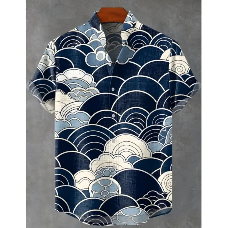 New Men's 10 Simple and Natural Style 3D Printed Short Sleeve Lapel Business Casual Shirts Beach Vacation Party Outdoor Tops