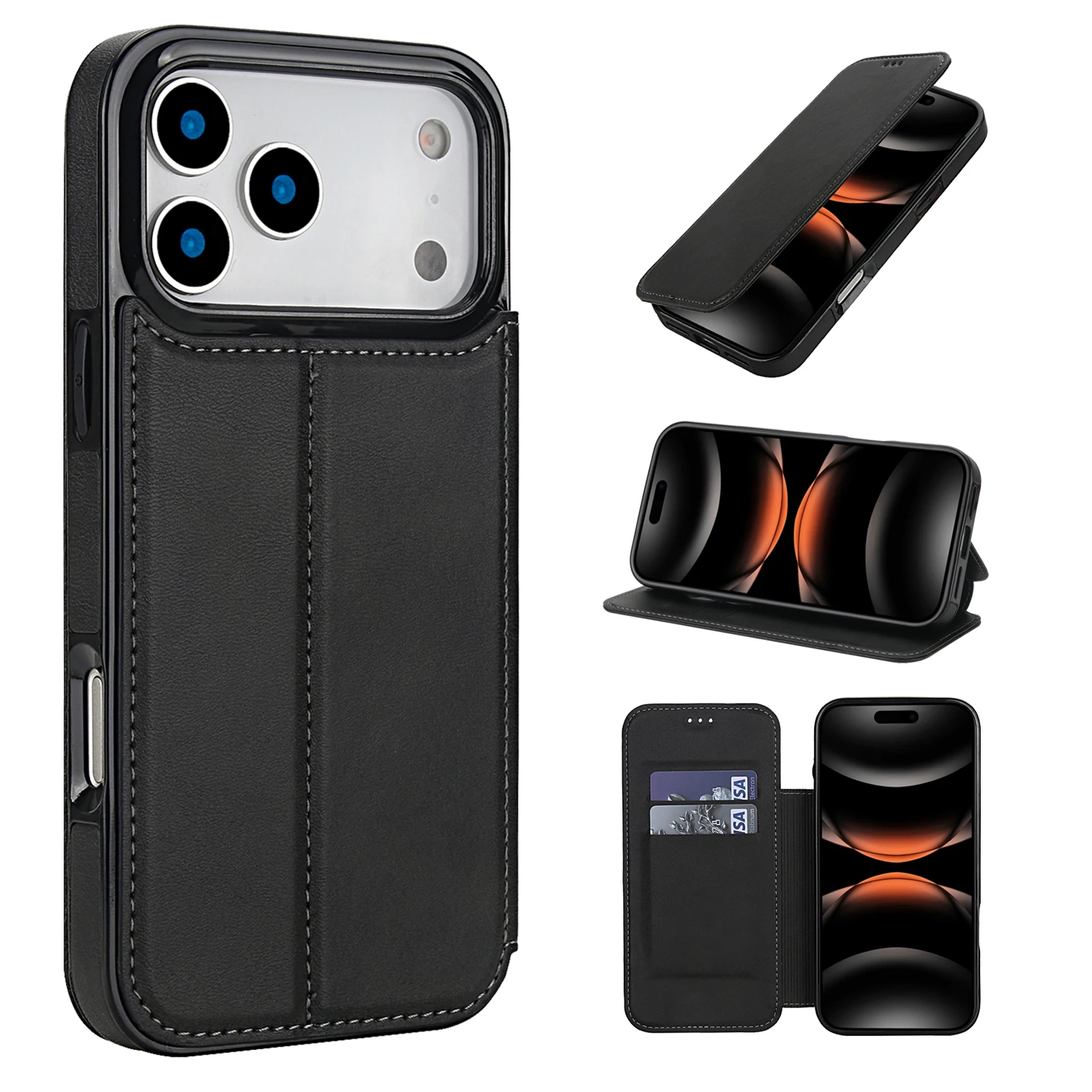 Luxury Wallet Leather Magnetic Cards Holder Case For iPhone 17 16 15 14 13 12 11 Pro Max Plus Shockproof Back Cover Accessories