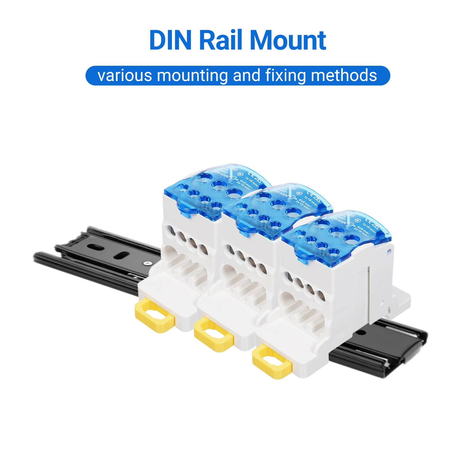 1 in 6 out Din Rail Terminal Block Wire Box Terminal Distribution Box Cabinet Wire Splitter Connector Screw Terminal Strip Block