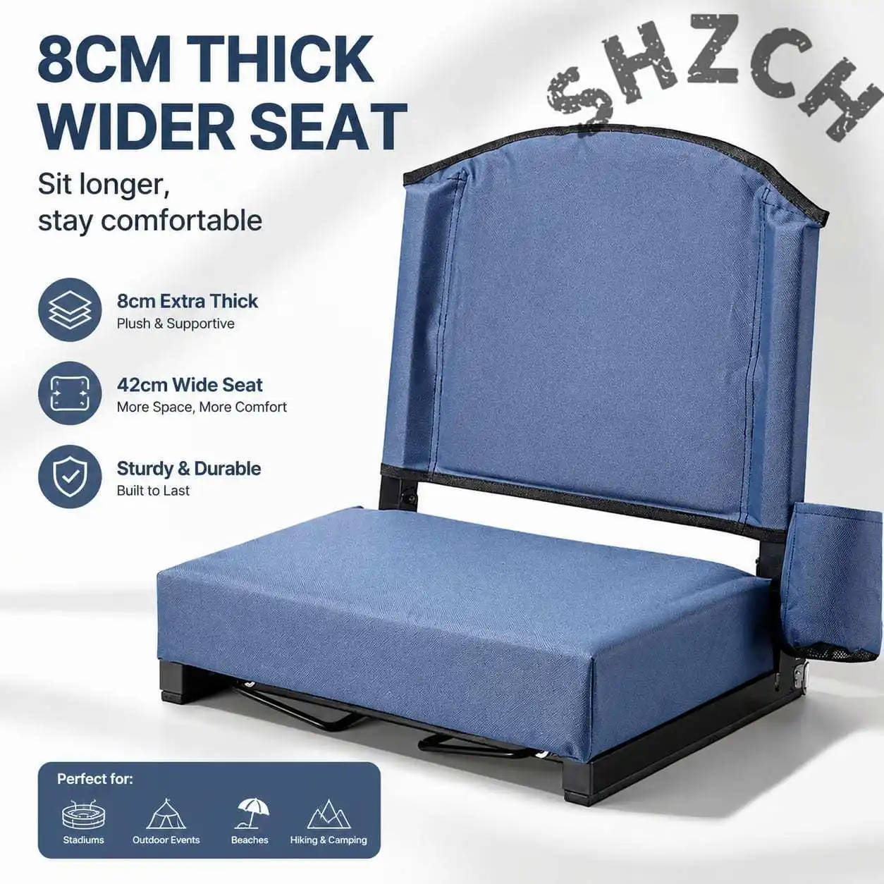 Portable Folding Outdoor Chair with Cushion – Lightweight Stadium & Beach Seating
