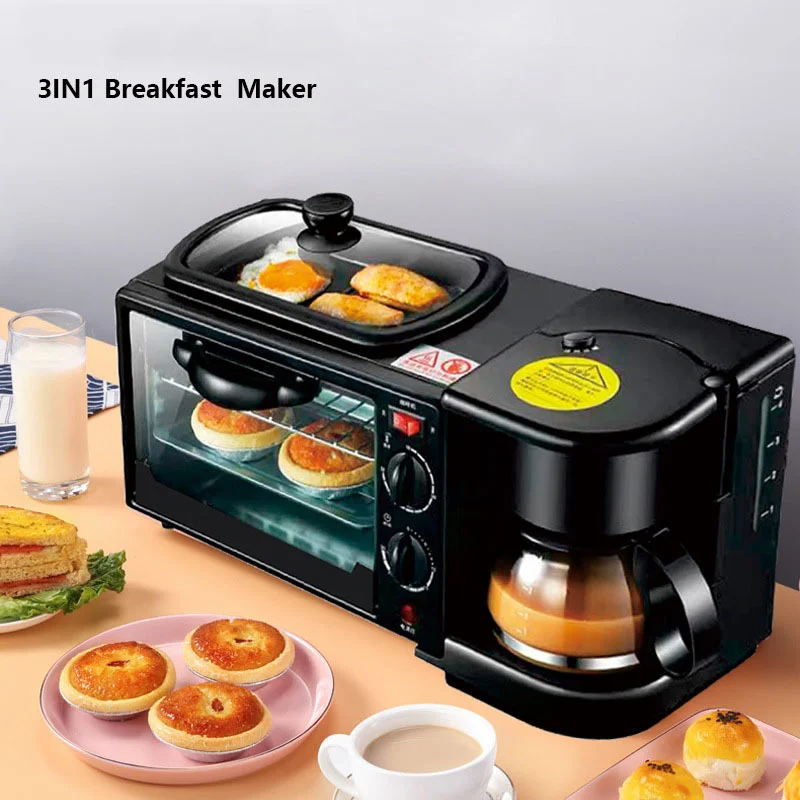 Coffee Pot Three-in-one Breakfast Machine Coffee Sandwiches Toasted Bread Toaster Coffee Maker