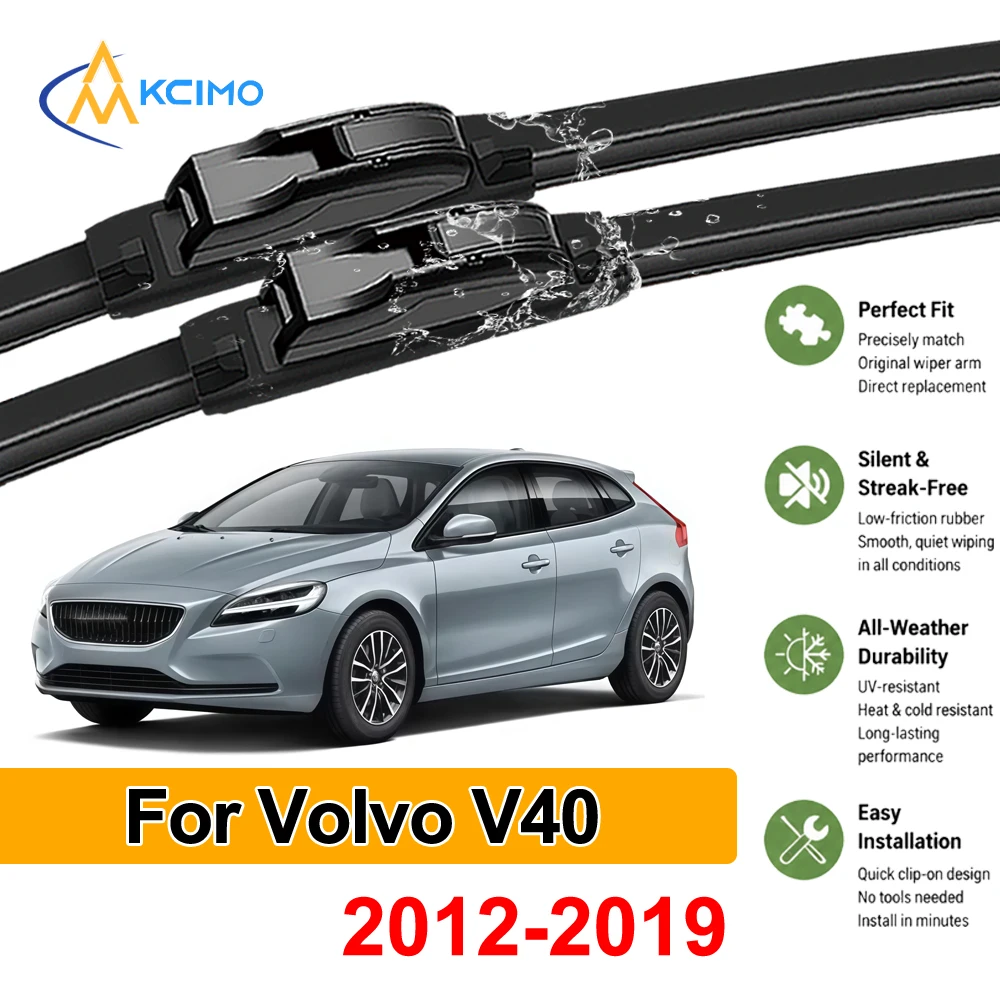 Rubber Rain Wiper Blades Fit For Volvo V40 2012-2019 Front Pair Windshield Wiper Blades Car Accessories Replacement