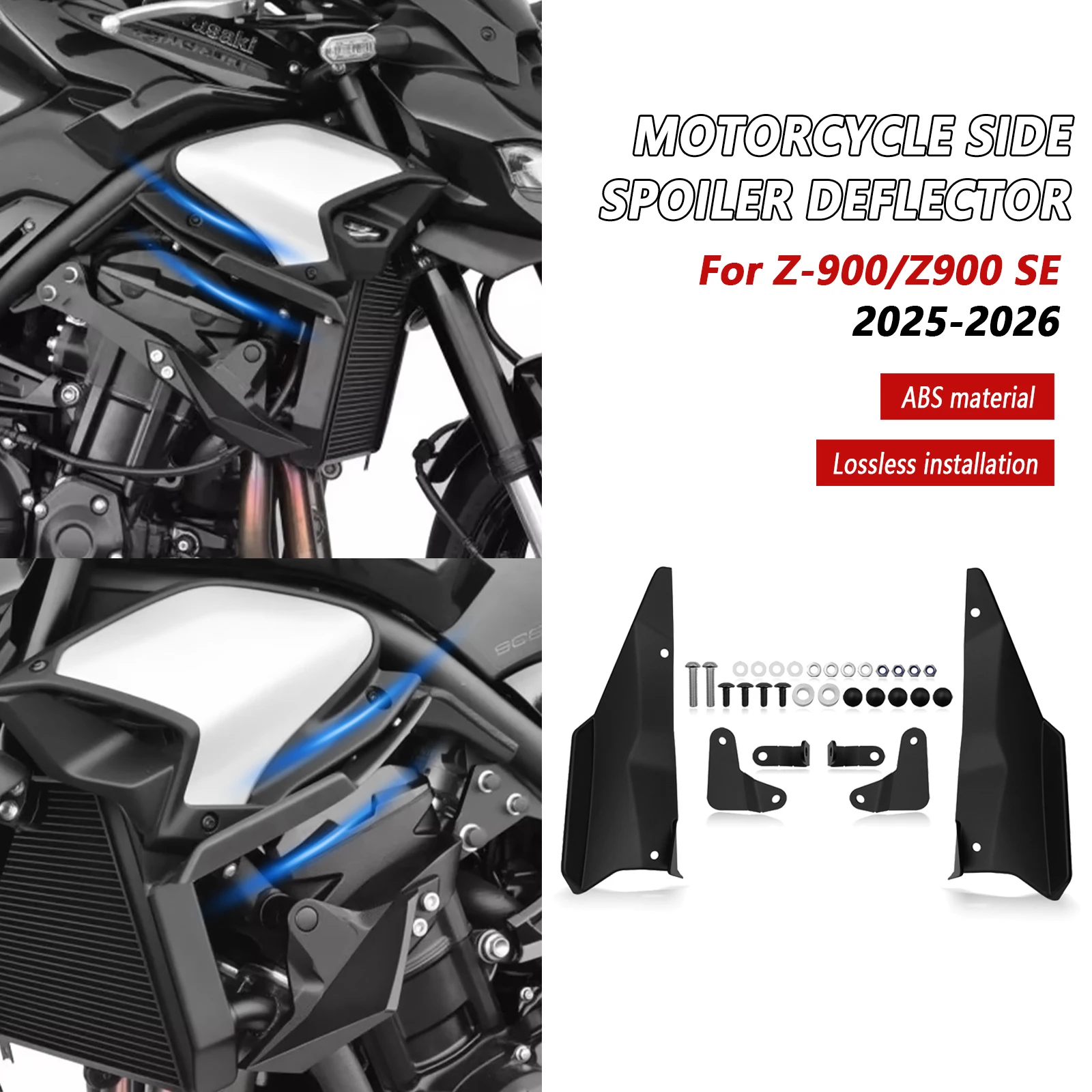 

For Z900 SE 2025 2026 Front spoiler Air Deflector flank Side Wing Side spoiler FRONTAL SPOILERS Fairing Aerodynamic Winglet Kit