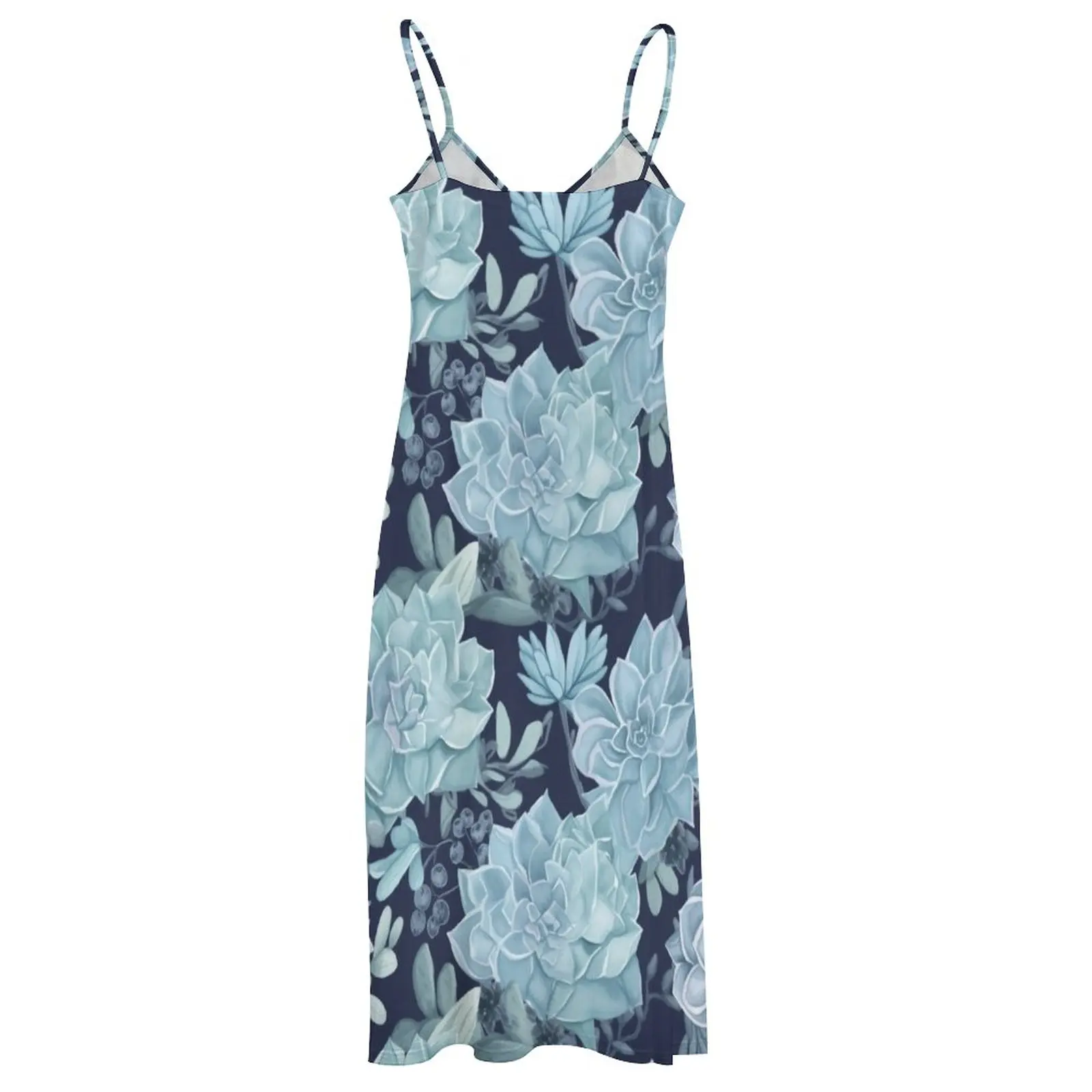 Blue Succulent Floral Clothing Design Blue Floral Pattern Blue Flower Sleeveless Dress birthday dress