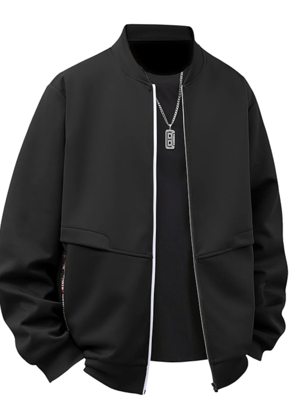 

Универсальная свободная повседневная мужская куртка 2025 года, весна-осень, однотонная, с воротником-стойкой, в бейсбольном стиле, на молнии, приталенного кроя