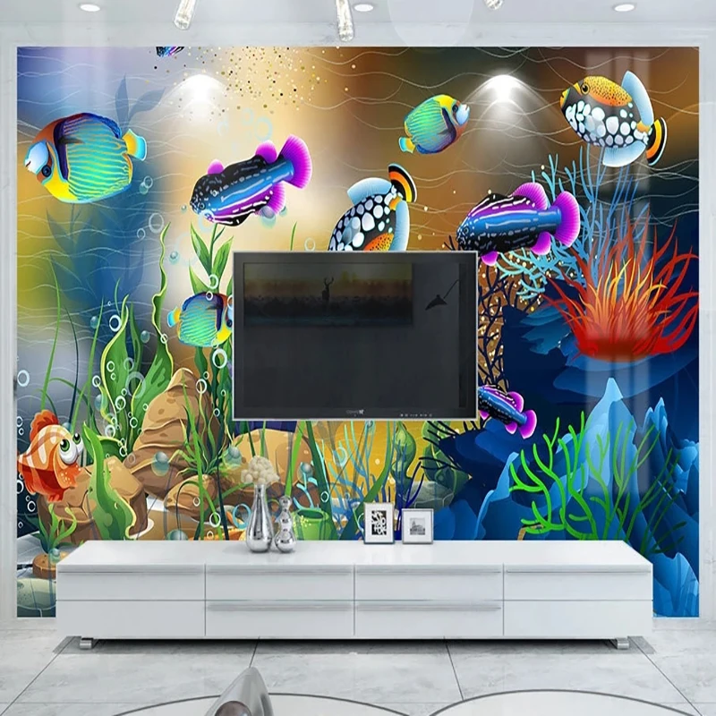 

Custom 3D Mural Cartoon Underwater World Photo Wallpaper For Kids Room Girls Bedroom Wall Paper Home Improvement Papel De Parede