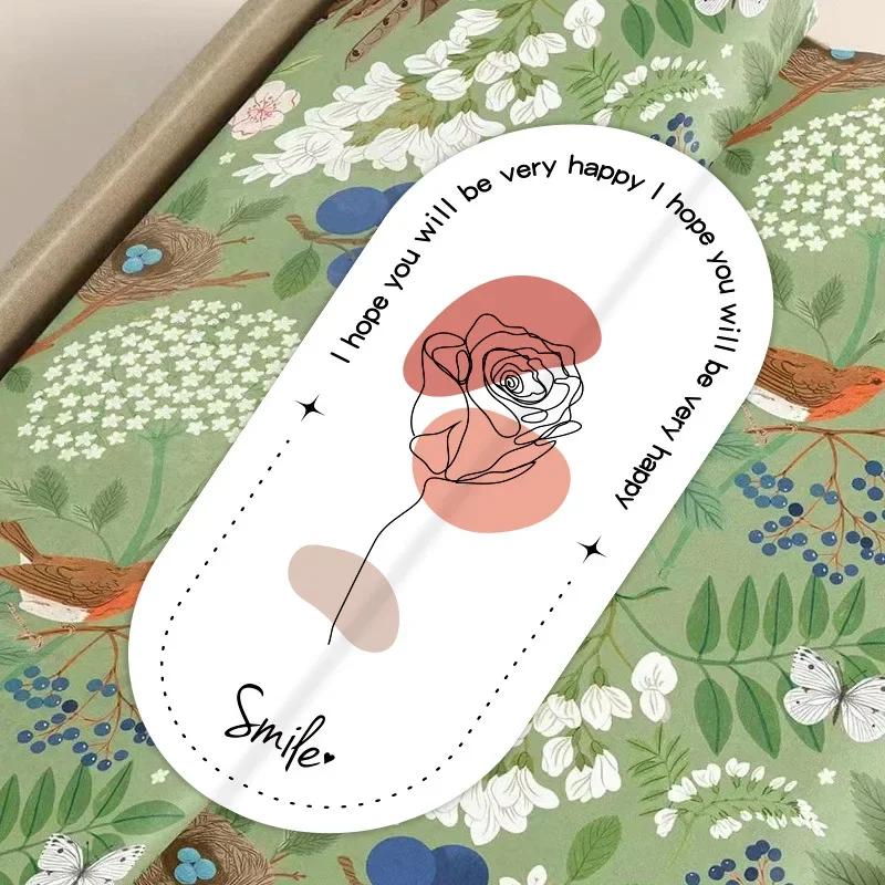 Cute Flower Thank You Stickers for Small Business Baking Dessert Packaging Gift Sealing Decoration Labels Stationery 100Pcs/pack