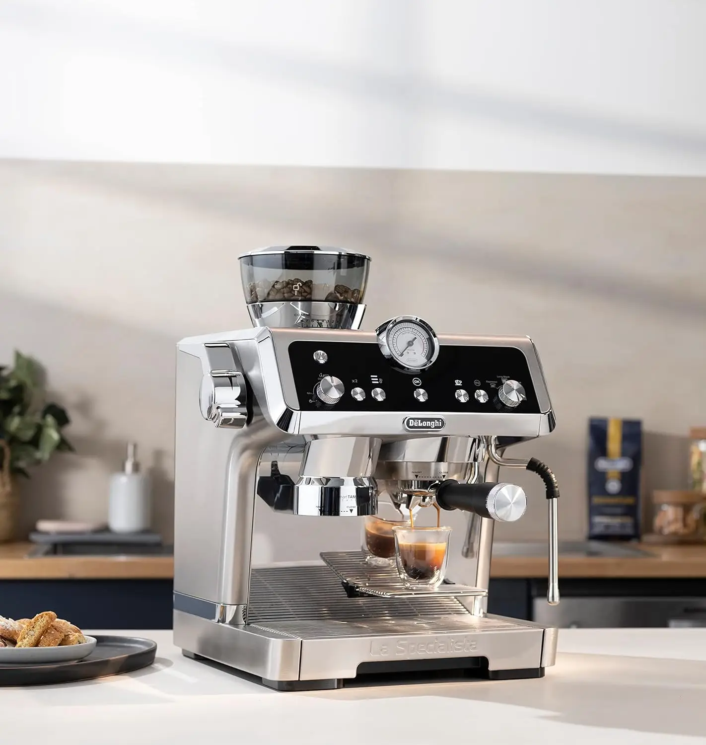 Espresso Machine with Sensor Grinder, Dual Heating System, Advanced Latte System & Hot Water Spout