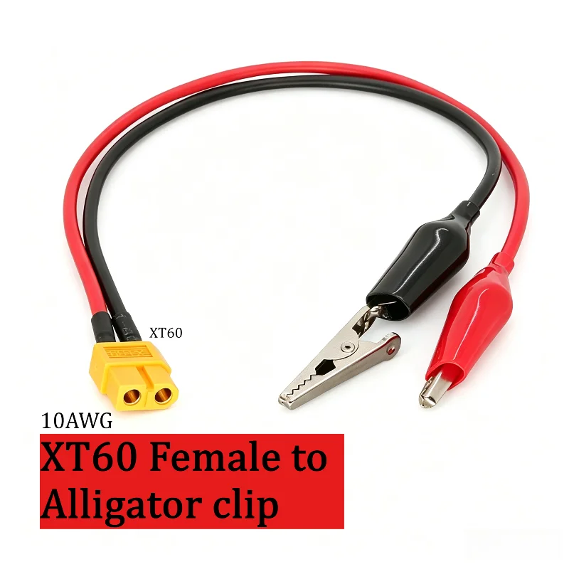 10AWG XT60 To Small Alligator Clip Cable 12 Volt Car Battery Charging Wire Accumulator Test Cable RC Drone Power Connect Lead