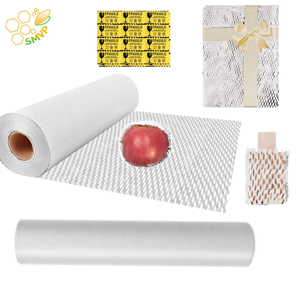 20m Honeycomb Wrap Roll Sustainable Alternative To Bubble Wrap With 12 Fragile Sticker For Diy Decorative Gift Material