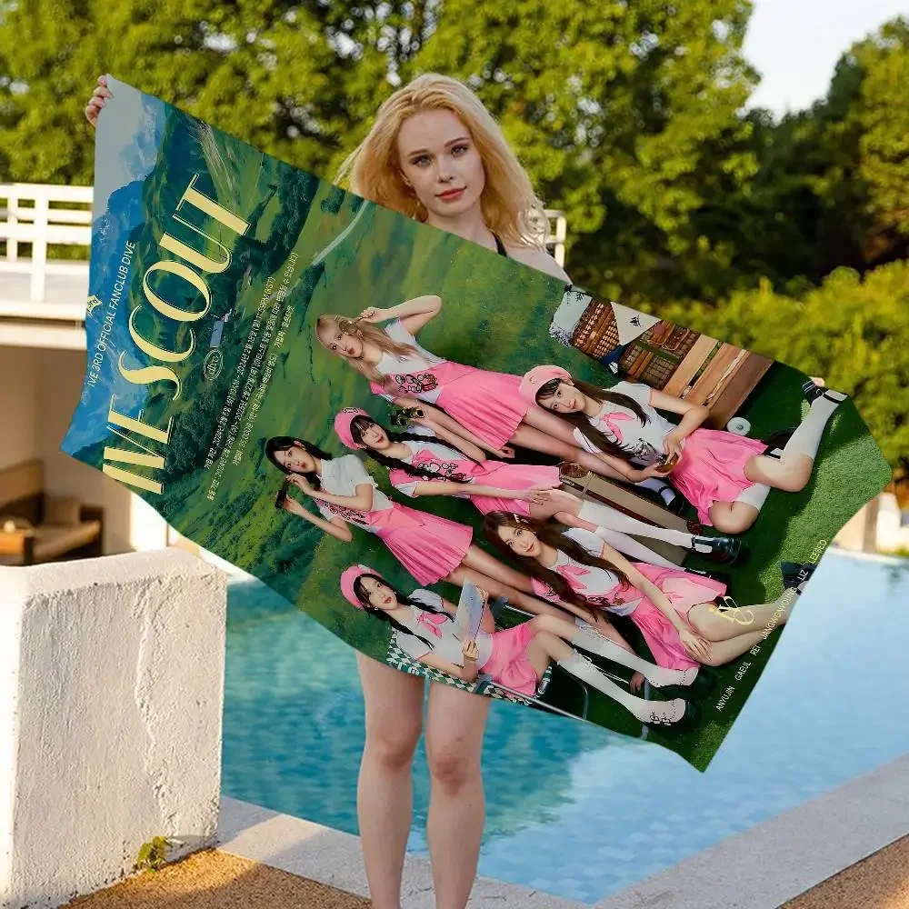 Popular Kpop Group I-Ive Anime Beach Swimming Towel Soft Absorbent Washcloth Children's Gifts For Kids Travel Camping Gym