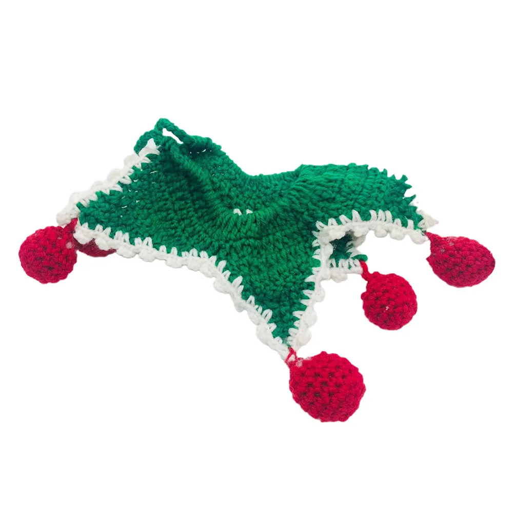 

1pc Christmas Scarf Woolen Thread Dog Cat Collar Festive Neck Decoration Party Bib Xmas Pet Necklace 5-18Kg Durable Pet Dog Bib