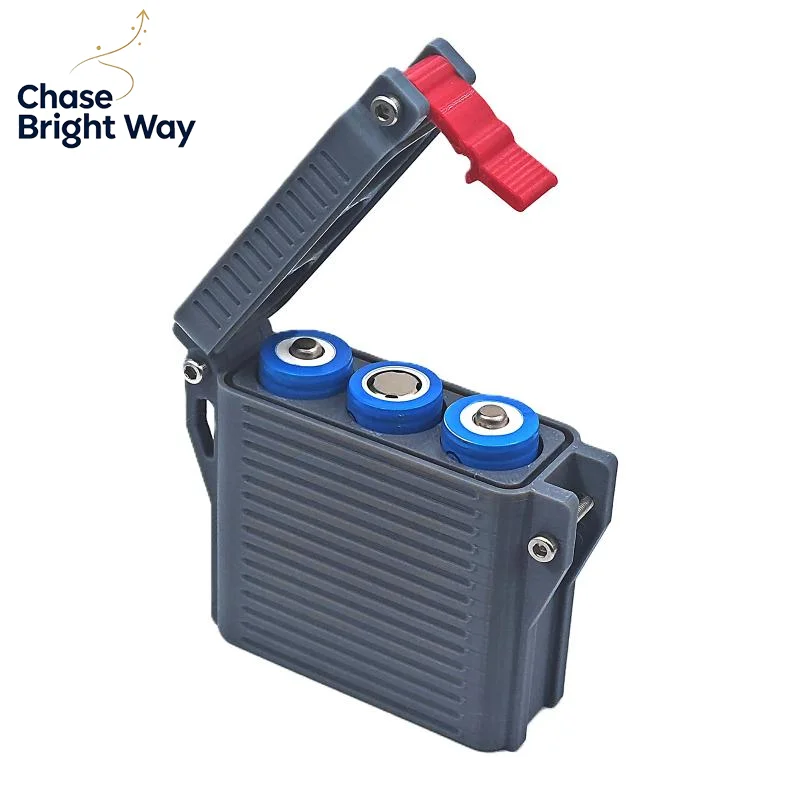 Portable 18650 Battery Storage Case Shockproof Waterproof with Lock for Outdoor Travel Work Daily Use
