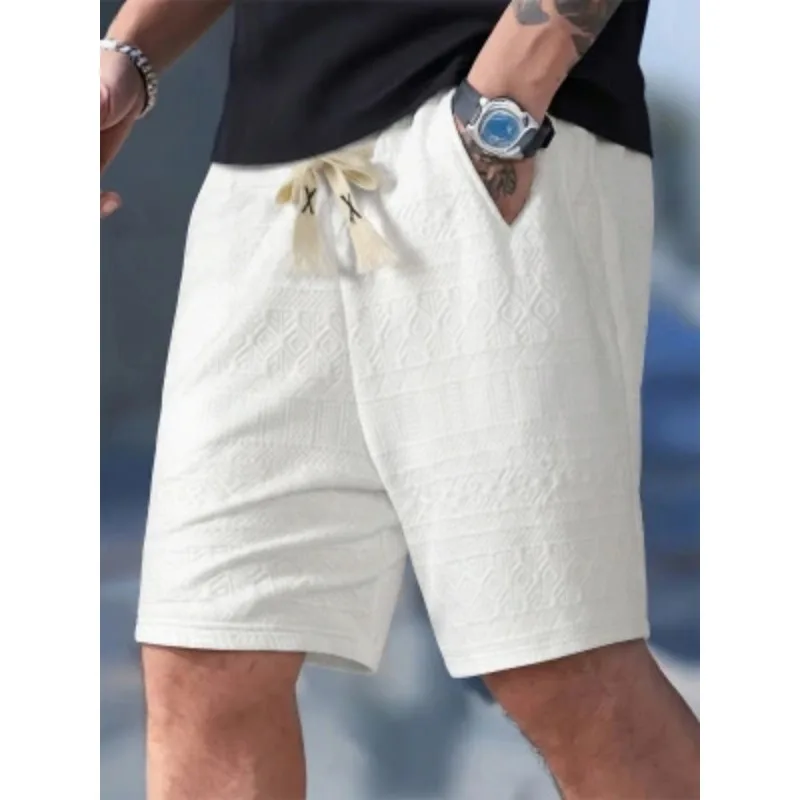 

UETEEY Men's Casual Shorts with Textured Fabric Breathable Beach Sports Pants Quick Dry Loose Fit Summer Bottoms for Daily & Gym