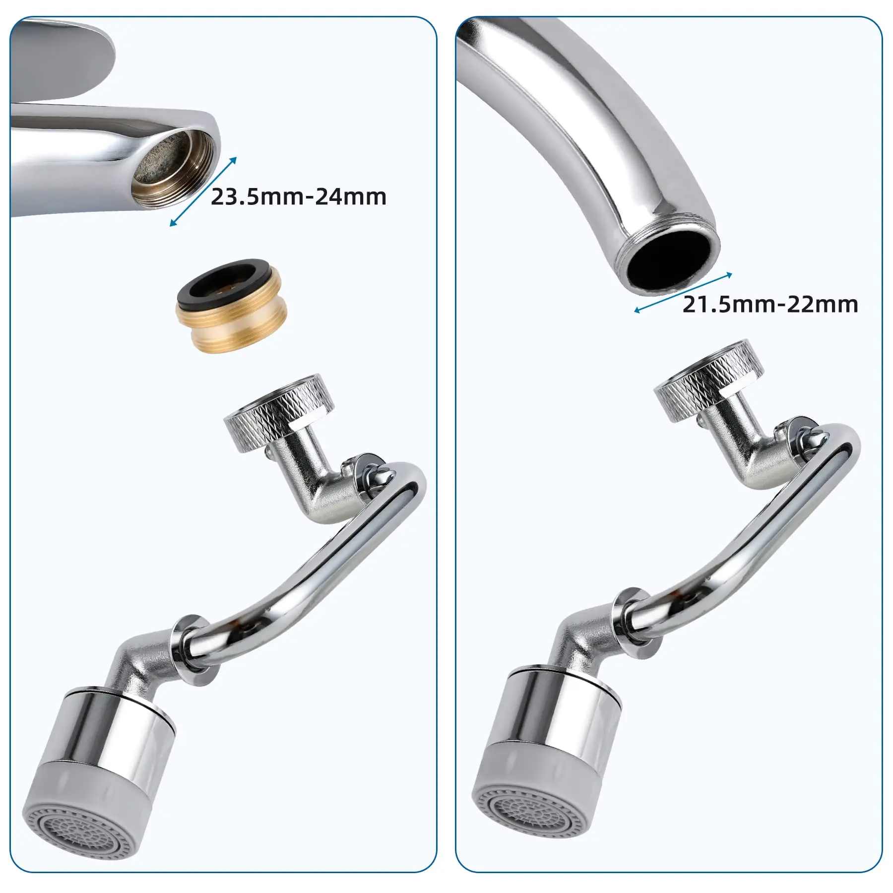 1080° Swivel Faucet Extender Universal Sink Aerator 2 Mode Splash Filter Extension Rotatable Spray Attachment Multifunctional