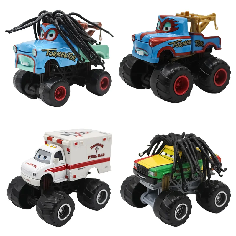 Disney Pixar Cars 2 3 Wrestler Mater High legged Lightning McQueen Racing Series Metal Alloy Vehicle Kid Collection Toys