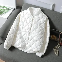 Rahat Ultralight ince kısa kış aşağı ceket kore moda pastil Parka ceket kadın Streetwear beyaz bombacı ceket dış giyim