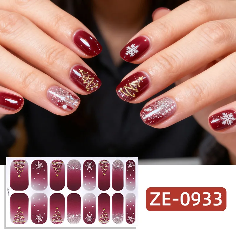 عيد الميلاد ملصق مسمار صائق ندفة الثلج شجرة عيد الميلاد غطاء كامل هلام مسمار التفاف ملصق الأشعة فوق البنفسجية مصباح الفرنسية مسمار صائق مقاوم للماء #5