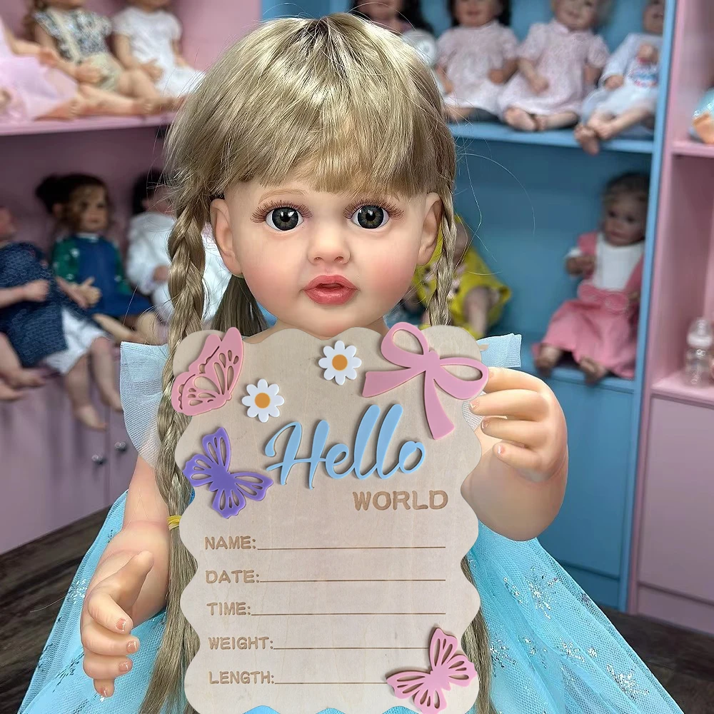 

22-дюймовая мягкая виниловая кукла реборн, полностью пластиковое тело с париком, желтая длинная голова, имитация куклы, игрушка-домик для девочек, W-2189L