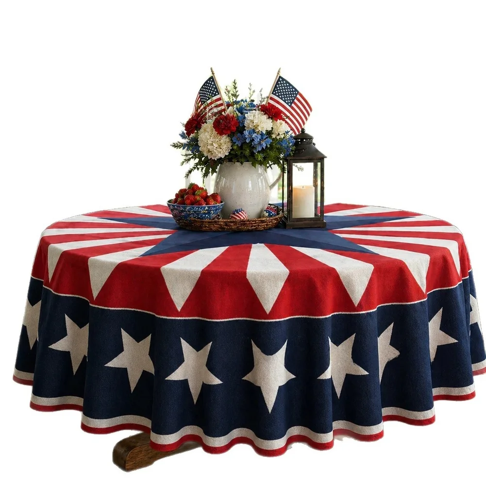 Contemporary Round Tablecloth Featuring Patriotic For STARBURST Design for Table Protection and Stylish Event Presentation