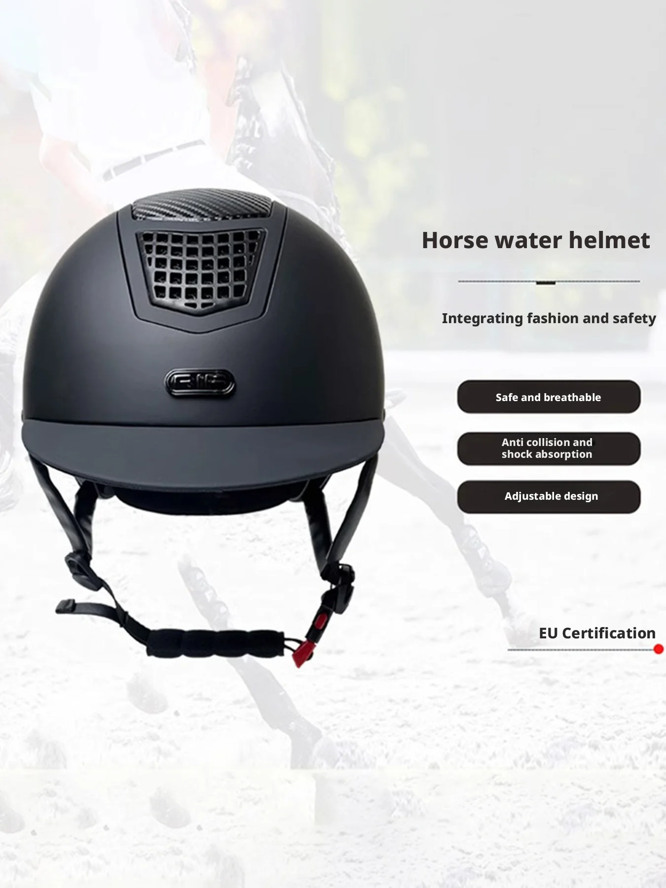 خوذة الفروسية للأطفال من Rif، خوذة ركوب الخيل، خوذة عصرية وبسيطة من ألياف الكربون لعائق الفروسية، شهادة السلامة في الاتحاد الأوروبي #1