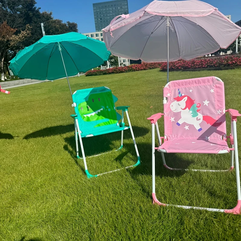 Outdoor children's beach camping chair with umbrella and sun protection, lightweight and sturdy - suitable for photography seats image 2