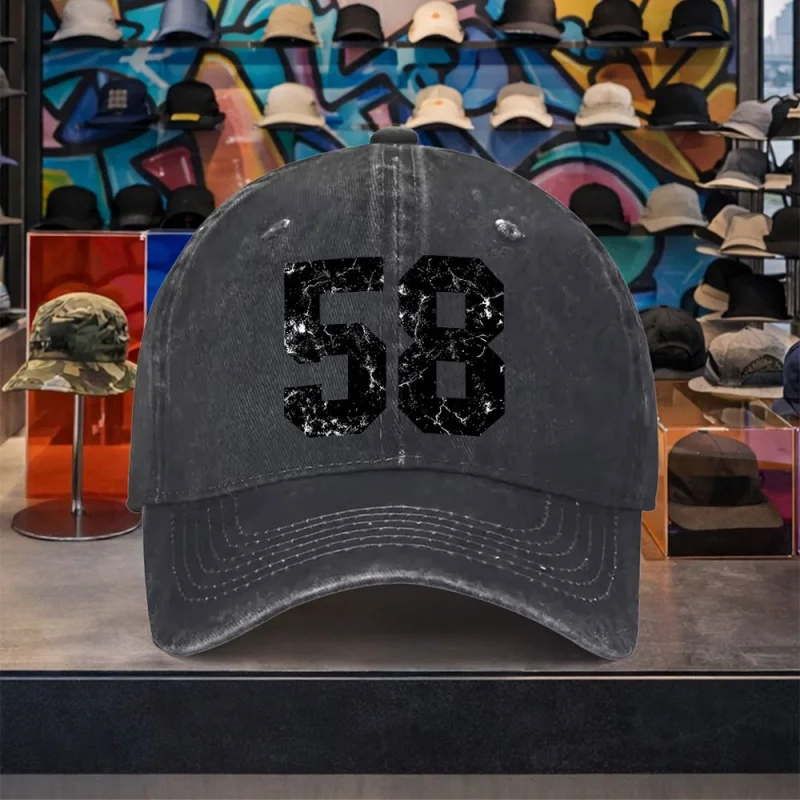 No. 58 Frosted Digital Baseball Cap Unisex Vintage Peaked Hat for Outdoor Travel Camping Available in Multiple Colors
