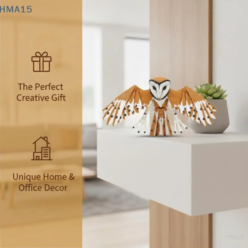 【YA】Realistic 3D Printed Owl Figurine with Flexible Joints Home Entry Table Decor Interactive Toy Gift for Animal Collectors