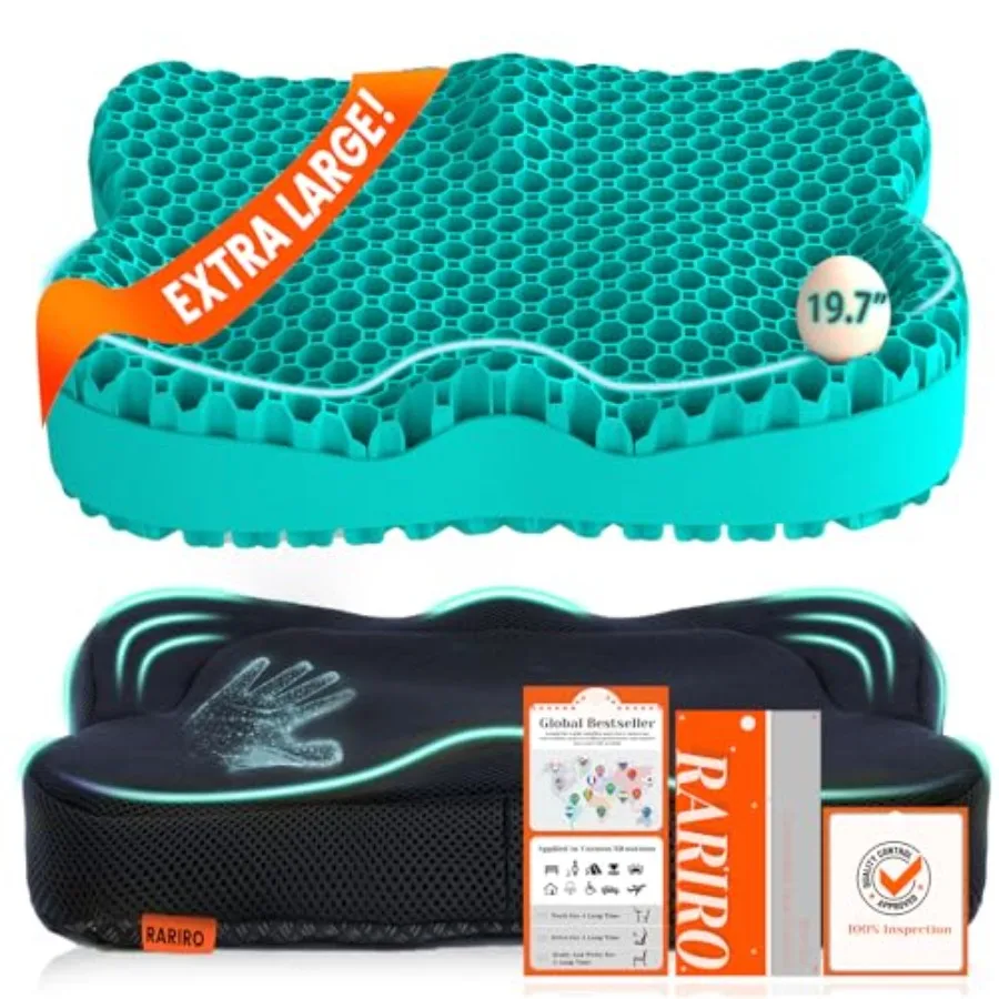 

Gel Seat Cushion for Long Sitting EnlargedandThickened,Cooling Pressure Relief Seat Cushion for Wheelchair, Driving, Kayak, Off