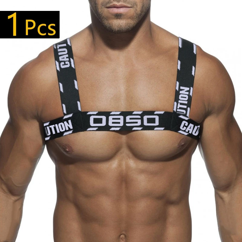 

Sexy Elastic Band Harness Men Shoulder Straps Chest Bondage Muscle Halter Belt Men Bodysuite Gay Clubwear Club Party Costume