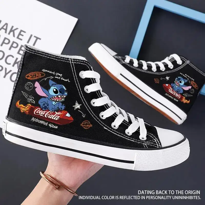 حذاء ديزني ستيتش للأولاد والبنات كاجوال رياضي كارتوني لطيف وشخصية إبداعية خفيفة الوزن وغير قابلة للانزلاق ونعل ناعم عالي من القماش