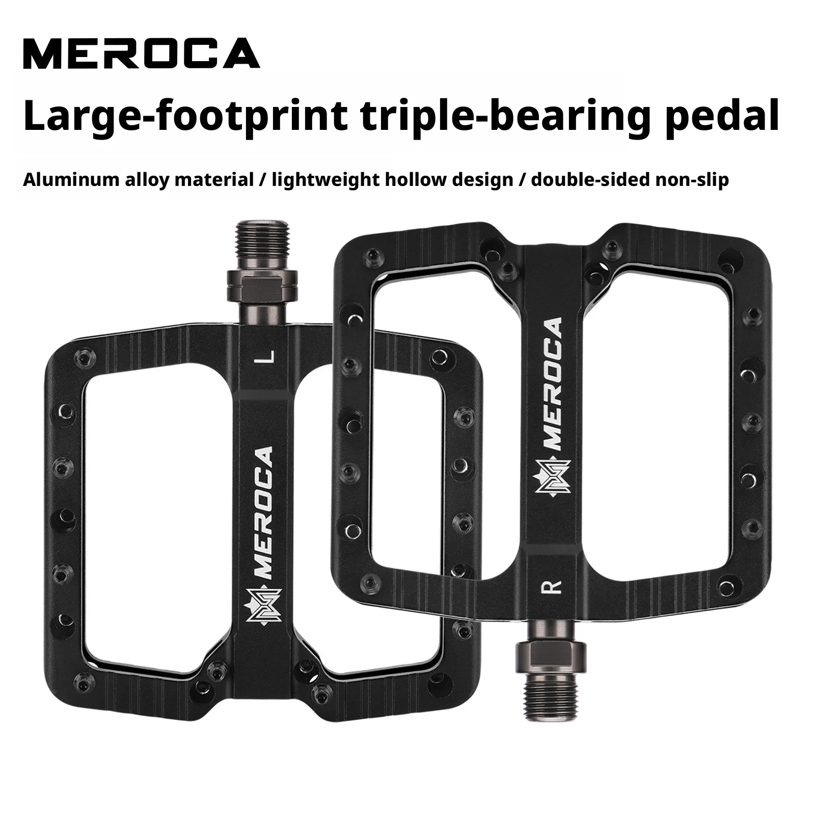 

MEROCA 3 Bearing Bicycle Pedal CNC Aluminum Alloy Anti Slip MTB Road Bike Pedal Widen Pedals Profession Bike Accessories
