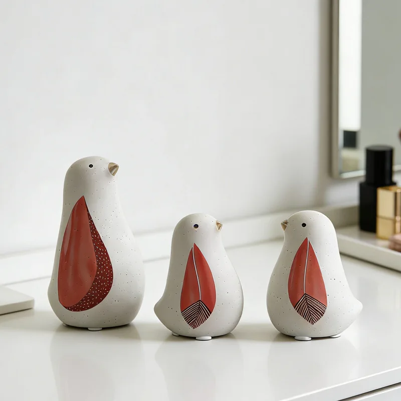 2 PCS Ceramic Bird Modern Simple Desktop Ornaments Nordic Creative تحف كبيره للمنزل Статуэтки Кошек