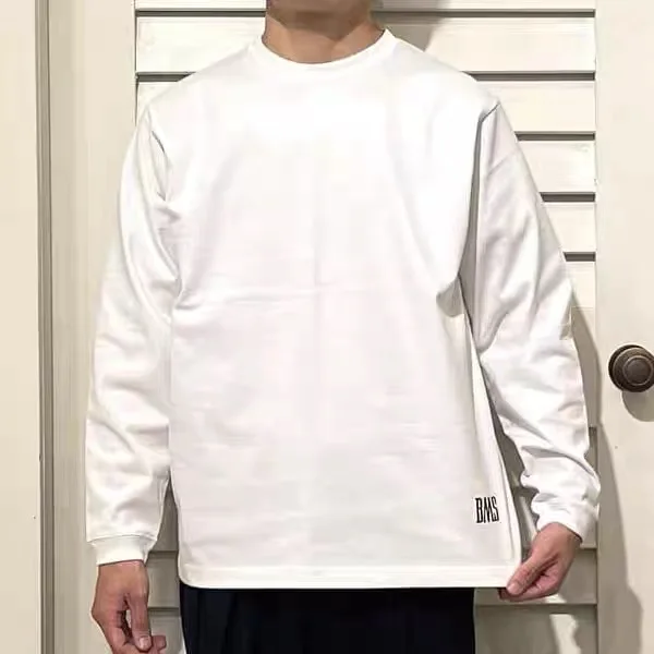 

Мужская дышащая футболка свободного кроя с длинным рукавом и круглым вырезом, с вышитым логотипом, из хлопка, для повседневной носки, приятная к коже