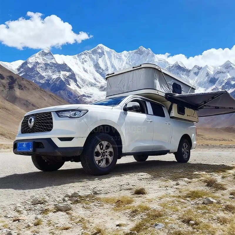 Universal Off-Road Truck Camper, Foldable Top Design, Reasonable Layout with Matching Solar Panel Power Supply System