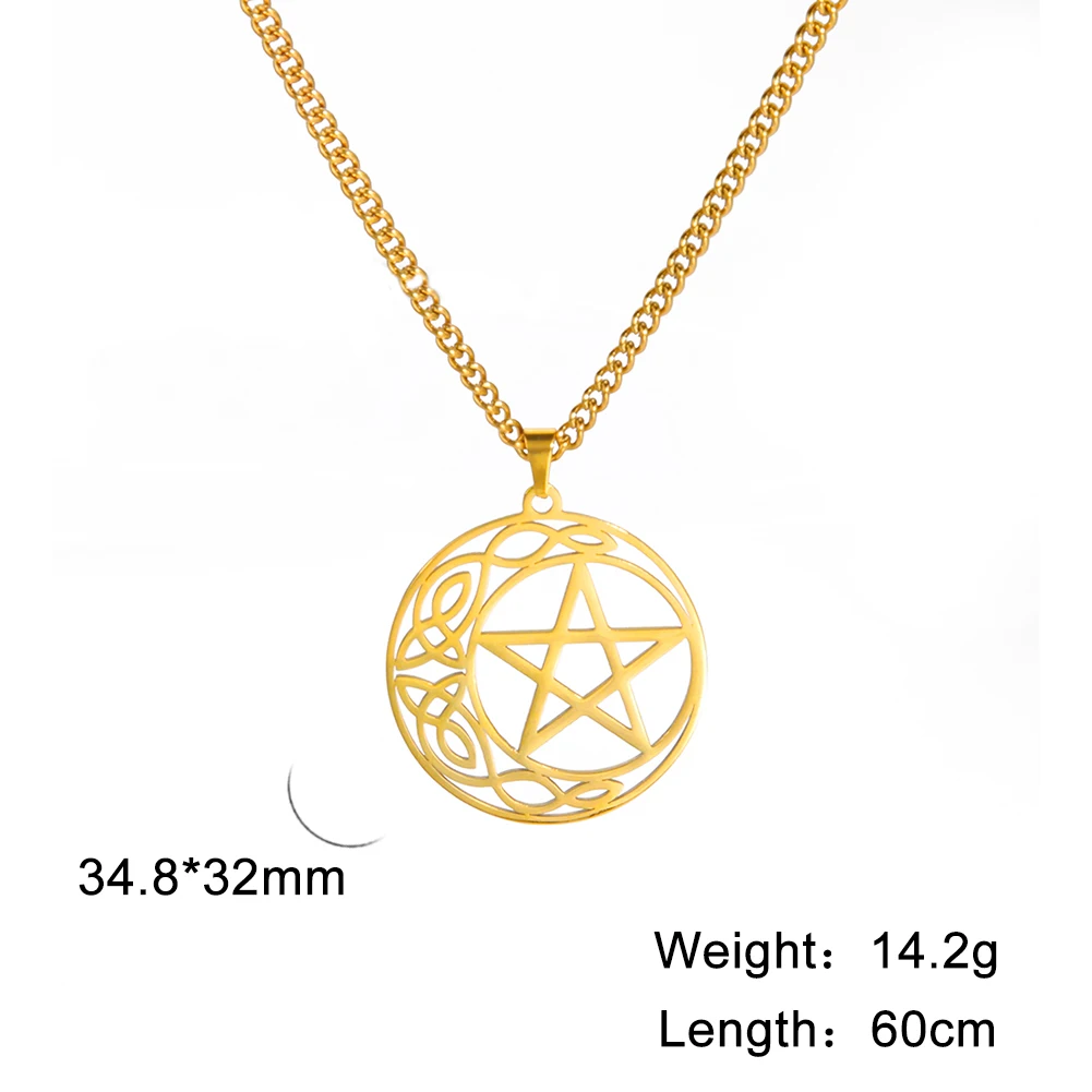 Dreamtimes Gothic Crescent Pentagram Necklace Pentacle Wicca Punk Statement Jewelry Creative Charm Fashion Women Delicacy Gift image 6