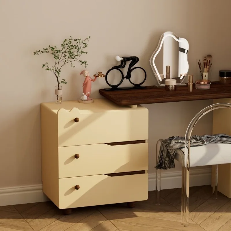 Solid wood vanity table, chest, integrated storage bedside dresser